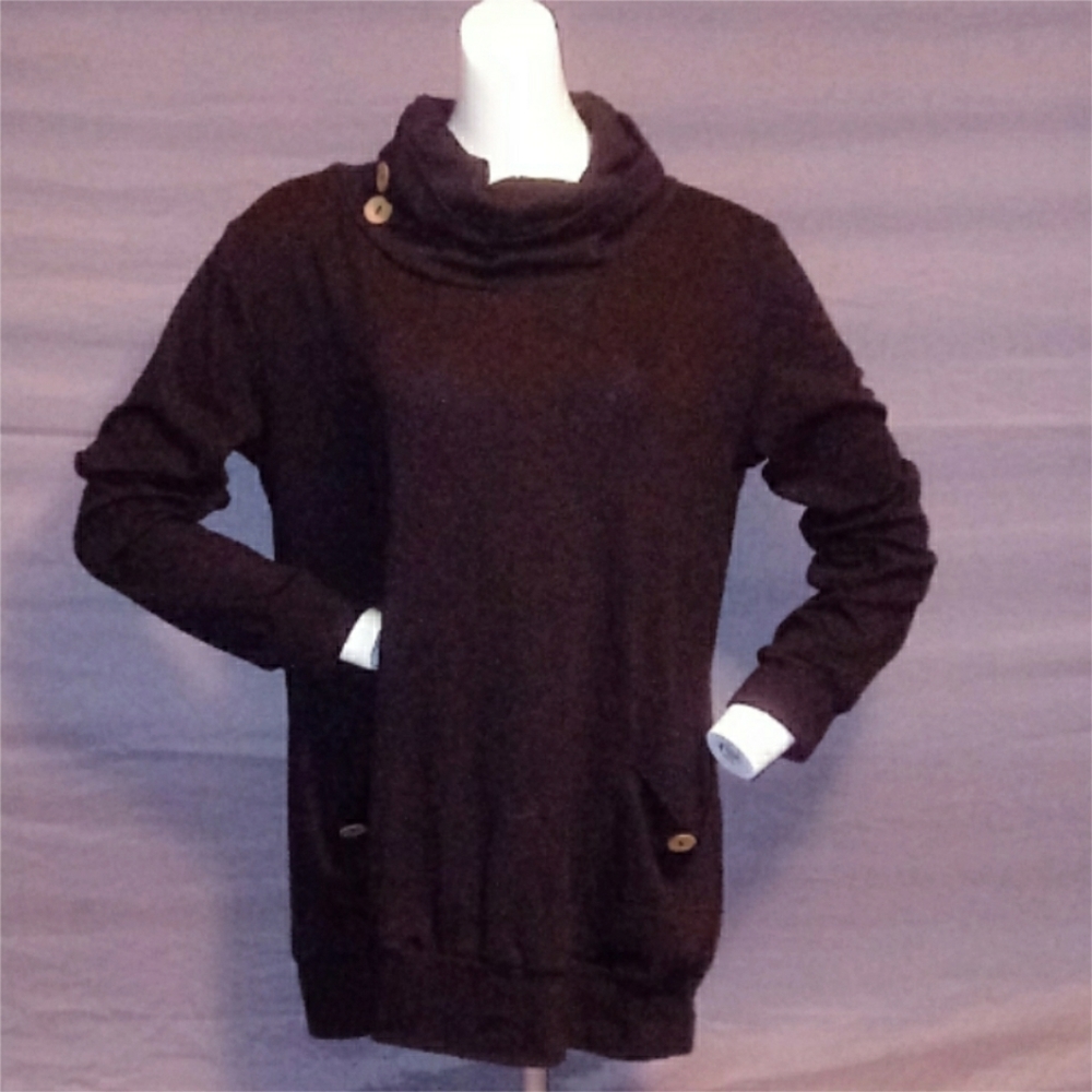 Black Long Sleeve Cowl Turtleneck